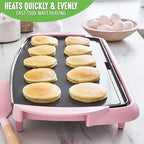 GreenLife 20” Extra Large Electric Griddle, Non-Toxic PFAS-Free Ceramic Nonstick, Temperature Control, Quick Even Heating, Removable Drip Tray, Pancakes, Eggs, Sausage, Easy Clean, Pink