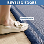 KitchenClouds [2 PCS Kitchen Rugs Cushioned Anti-Fatigue Kitchen Mats for Floor Waterproof Kitchen Rug Set Non-Slip Comfort Standing Mat for Office, Sink, Laundry 17.3"×28"+17.3"×60",Blue