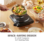 Elite Gourmet Countertop Electric Burner, 1000W Cast Iron Hot Plate, 7 Heat Settings, Portable Cooktop for RV, Dorm, Office & Small Kitchens, Road-Ready & Compact