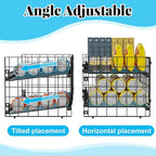 2-Pack Stackable Can Organizer for Pantry Shelf, Adjustable Extra-Long Rolling Can Rack for Kitchen Cupboard Storage, Sturdy Standing Can Holder for Canned Food Goods Soda up to 128, 2 Tier, Black