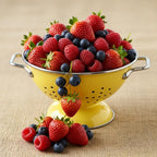 Reston Lloyd Calypso Basics Powder Coated Enameled Colander with Solid Base, Strainer Basket with Handles, for Pasta, Berries, Vegetables, Fruit, Lemon(1 qt, 32 oz)