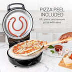 Homecraft Stone Baked Pizza Oven – 12in Woodfired Style Indoor Electric Countertop Pizza Maker – Ceramic Stone & Stainless Steel Peel – Variable Temp Control to 750°F – Homemade Pizza in Minutes-Black