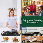 Electric Countertop Double Burner, 2000W Cooktop with Cast Iron Hot Plate & Stay Cool Handles, 5 Level Temperature Control, Easy to Clean, Indicator Lights, Cooking Stove for Office Home Camping RV