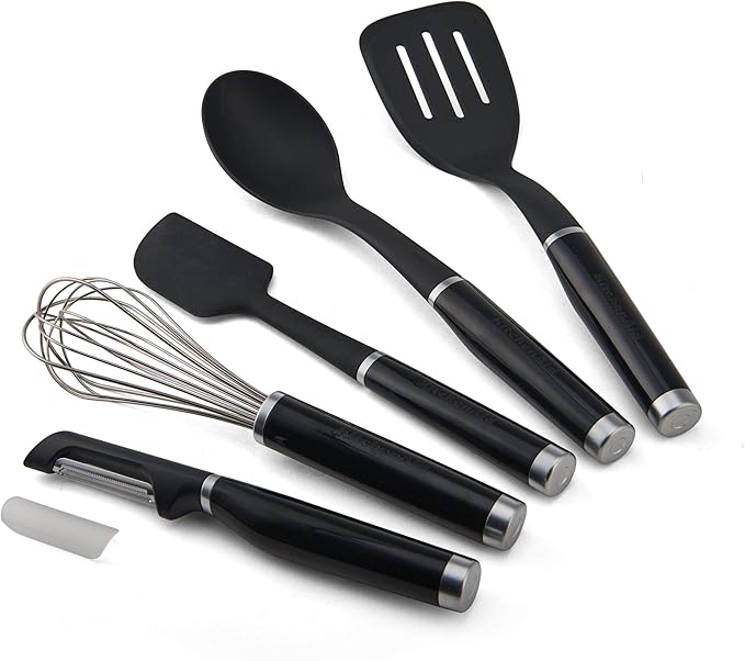KitchenAid 15-Piece Tool and Gadget Set with Pizza Wheel, 9-Inch, Black