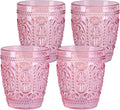 abrwyy 4Pcs Pink Glassware, Drinking Beverage Glass Cup, Vintage Drinking Glasses, Colored Glassware Set for Party Wedding Home Office Gift