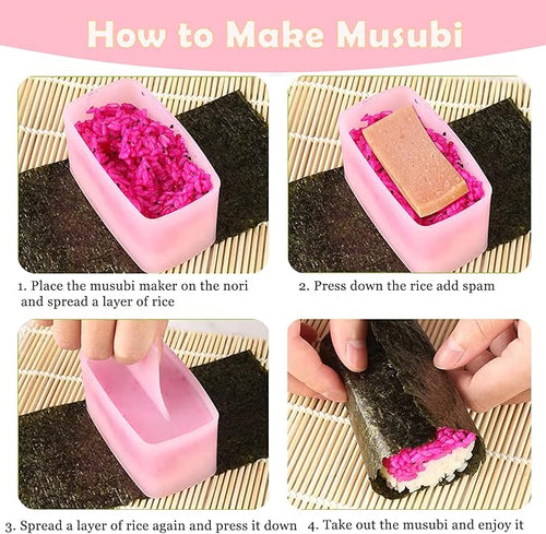 10 Pcs Onigiri Mold Set, Rice Mold Musubi Maker Mold Kit, Non Stick Musubi Maker Press Rice Ball Mold Shaker Donut Shaper Sushi Maker Tool for Kids Bento Lunch and Home DIY
