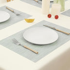 Leetaltree Mint Cream Placemats Set of 12 - Heat Resistant Non-Slip Place mats for Dining Table, Washable Durable PVC Vinyl Woven Table Mats（Mint Cream, 12）