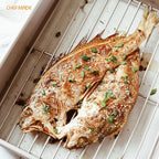 CHEFMADE Roasting Pan with Rack and Lid, 13-Inch Non-Stick Rectangular Deep Dish Oven-BBQ Bakeware for Oven Baking 9" x 13" x 2.4" (Champagne Gold)
