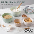 COOK WITH COLOR Prep Bowls with Lids- Wide and Deep Nesting Plastic Small Mixing Bowl Set with Lids, 12 Piece Set - Deep Bowls, Mint