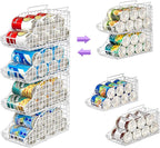 Can Storage Organizer Pantry, Stackable Kitchen Canned Food Holder With Handles, Can Organizer For Pantry Countertop Cabinet, Beverage Drink Pop Soda Can Dispenser Patent Pending (White, 4 Pack)