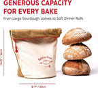 KNEADACE Reusable Bread Bags for Homemade Bread -Stylish Sourdough Bread Storage with Roll-Top Design, 100% Cotton & Food-Safe Lining, Freezer & Refrigerator Friendly, Gift for Bakers (Beige/Cream)