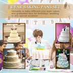 E-far Deep Cake Pan Set of 3 (6 inch/8 inch/9½ inch), Stainless Steel Round Layer Cake Baking Pans, Metal Tier Cake Tins for Wedding Birthday, Leak Proof & Straight Side, Non-toxic & Dishwasher Safe