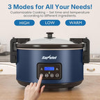 Programmable Slow Cooker with Locking Lid, Portable Multi-Cooker for Family and Gatherings, 8.5 QT Food Warmer with Adjustable Temp, Warmer with Digital Timer, Dishwasher-Safe, Blue