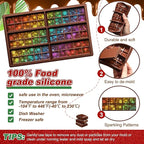 Ziliny Snowflake Holographic Chocolate Bar Mold Silicone, Rainbow Light Effect Chocolate Bar Deep Thick Molds for DIY Candy Dessert Baking, Candy, Wax Melts, Cake Decoration (Square)