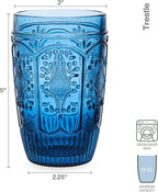Fitz & Floyd Fitz and Floyd Trestle Highball Tumbler Cups, Set of 4, Blue