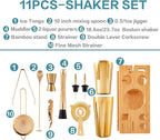 11-Pcs Cocktail Shaker Set Gold,Bartending Kit Stainless Steel Shakers 25oz Bar Kits for Bartender Mixing Set Barware Tool Sets for Professional Bartender and Home