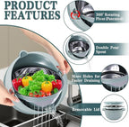 4-1 Colander with Bowl Set - Strainers for Kitchen(Patented), Food Strainers and Colanders, Pasta Strainer with New Upgraded Graters for Fruit, Veggie Washing, Aesthetic Cooking Present - Blue