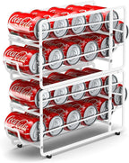 Canyave Soda Can Organizer Storage Rack, 2 Pack Stackable Beverage Soda Can Dispenser Organizer Holder for Refrigerator, Cabinet, Pantry (White)