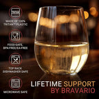 Bravario Unbreakable Stemless Plastic Wine Glasses | Reusable | Shatterproof 100% Tritan Plastic | Dishwasher-Safe | BPA-free | Awesome for Indoor & Outdoor | 20 oz, Set of 8
