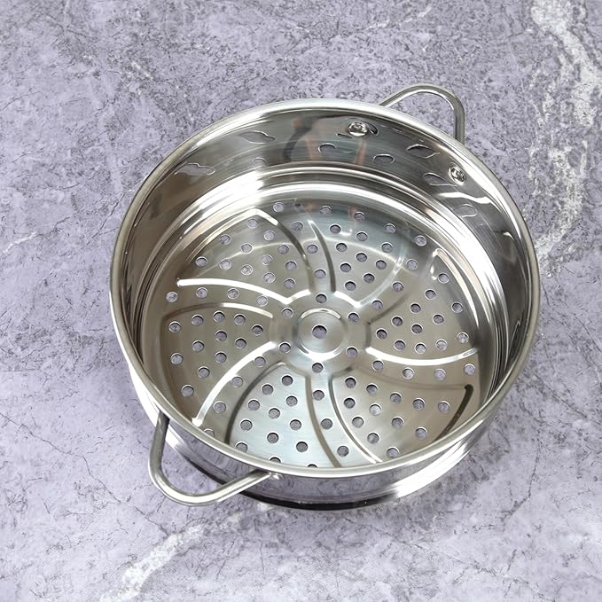 BinaryABC Stainless Steel Dumpling Steamer Basket for Pot,22cm Steamer Insert for Food Veggie Rice Noodle Roll (8.66INCH)