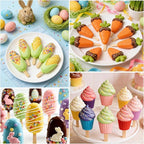 Juome Cake Pop Mold Kit, 2 Pack 6 Cavities Cakesicle Molds Silicone with 100 Wooden Sticks & 100 Packaging Bags with Ties, Cake Pop Maker Supplies Accessories, Baking Tools for Home Baking Desserts