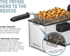 Elite Gourmet EDF-3500# Electric Immersion Deep Fryer. Removable Basket, Timer Control Adjustable Temperature, Lid with Viewing Window and Odor Free Filter