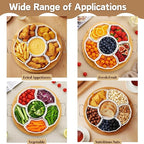 ZENFUN Chip and Dip Serving Set, 11'' Divided Serving Platters Tray for Party, 6-Compartment Removable Appetizer Snack Dishes, Round Sectional Serving Platter for Fruits, Condiment