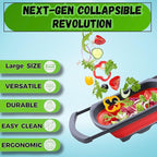 Over the Sink Collapsible Colander Strainer (5 Quart) with Extendable Handles, BPA Free Silicone Kitchen Strainer for Vegetables, Fruit & Pasta, Foldable Sink Colander Basket (1pc red)