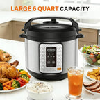 HealSmart 6QT Electric Pressure Cooker, 16-in-1 & Non-Stick Stainless Steel Multi Cooker with 12 Presets for Slow Cook, Meat Stew, Steam, Sauté, Canning, Yogurt Maker, Dishwasher Safe, Silver