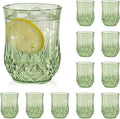 12 Pack Plastic Stemless Wine Glasses,12oz Unbreakable Vintage Elegant Drinking Glass Set,Reusable Fancy Cocktail Cups for Party, Wedding, and Bulk Events (12, 12oz-Sage Green)