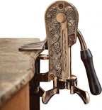 Wine Enthusiast Legacy Corkscrew – Durable Wine Opener with Black Marble Handle & Solid Metal Construction - Long Lasting Cork Removal with Tabletop Mount (Antique Bronze)
