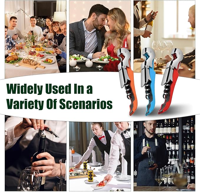 36 Pieces Wine Key wine opener Stainless wine bottle opener Fold Serrated Foil Cutter wine Key for Family, Company Party,Bars,Restaurants(6 Color)