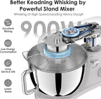 Kitchen in the box Stand Mixer - 6.5 Quart Mixing Bowl with Handle, 900 Watt Heavy Bread Dough Standing Mixers Tilt-head with Dough Hook, Whisk, Flat Beater and Splash Guard (Cream)