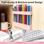 9.5” Large Acrylic Straw Holder for Cabinet Door, Reusable Adjustable Two-Part Straws Organizer with Ultra Sticky Adhesive Strips, 2026 Straw Storage for Kitchen Cupboard (Rose Stone)