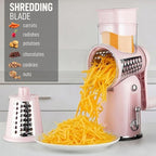 Zulay Kitchen Rotary Cheese Grater 5 Blade Cheese Shredder - Manual Hand Crank Cheese Grater With Reinforced Suction & 5 Interchangeable Drums - Easy to Use, Vegetable Chopper Round Mandoline Slicer