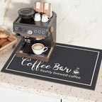 Findosom Dish Drying Mat, 16" x 18" Super Absorbent & Hide Stain Coffee Mat, Cuttable Drying Mat for Kitchen Counter, Coffee Bar Accessories, Under Dish Rack, Coffee Maker, Espresso Machine, Black