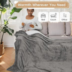 Electric Heated Blanket King Size - 90"x100", Soft Flannel Heating Blanket, 10 Heating Levels, 1-12 H Auto Shut Off, Breathable Warm and Washable for Bed, Light Grey