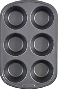 GoodCook Everyday Nonstick Steel Jumbo Texas Muffin Pan,6-cup,Gray,(Pack of 12)