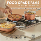 Gotham Steel Hammered 20 Pc Ceramic Cookware Set Nonstick, True Ceramic Pots and Pans Set Non Stick with Deep Square Pan Set & Bakeware Set, Non Toxic PFOA PFOS Free, Oven & Dishwasher Safe