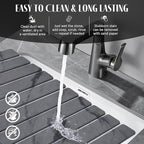 Large Stone Dish Drying Mats for Kitchen Counter, 24"(L)×16"(W) Marble Pattern, Quick Dry Collapsible Dish Drying Mat, Eco-Friendly Absorbent Diatomaceous Earth Mat for Dishes Bottles Cups - Dark Gary