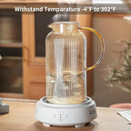 Buaic Glass Pitcher with Lid, 68 oz/ 2 Liter Amber Classic Vertical Stripes Water Pitcher,Glass Water Carafe for Cold Brew, Coffee, Lemonade, Iced Tea,Beverage, Heat Resistant Water Glass Jug
