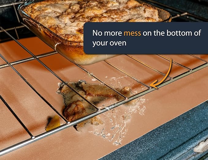 Oven Liners for Bottom of Oven - 3 Pack Large Heavy Duty Mats, 16.25”x23” NonStick Reusable Liner for Electric, Gas, Toaster Grills - BPA & PFOA Free Kitchen Accessory to Keep Appliance Clean (Copper)