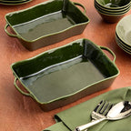 Verde Large Rectangular Stoneware Baker – 16” x 10.25” x 3” – 150oz Deep Dish for Casseroles, Lasagna & Roasting – Oven, Microwave & Dishwasher Safe – Elegant Oven-to-Table Bakeware
