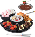2 in 1 Electric S’mores Maker & Fondue Pot, Tabletop Indoor Smores kit with 4 Roasting Forks, 4 Detachable Trays & 1 Flameless Temperature-controlled Heater, Movie Night Supplies & Housewarming Gifts