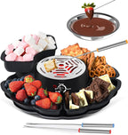 2 in 1 Electric S’mores Maker & Fondue Pot, Tabletop Indoor Smores kit with 4 Roasting Forks, 4 Detachable Trays & 1 Flameless Temperature-controlled Heater, Movie Night Supplies & Housewarming Gifts