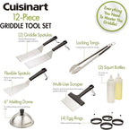 Cuisinart CGS-1312 12-Piece Tool Set, Outdoor Griddle Accessories-Spatula, Tongs, Scraper, Melting Dome, Squirt Bottle, Silicone Egg Ring