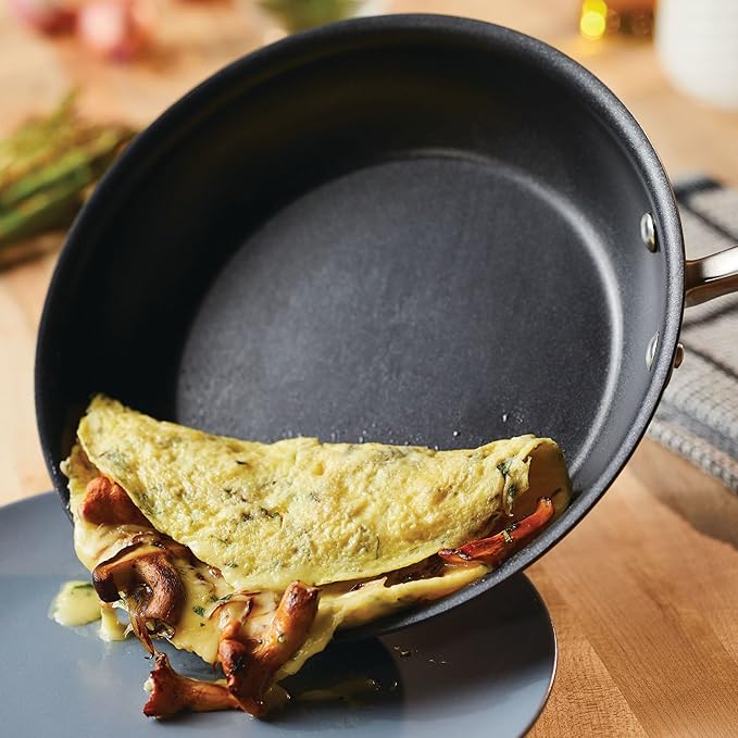 Anolon Advanced Home Hard Anodized Nonstick Divided Grill and Griddle Pan, 12.5 Inch, Bronze
