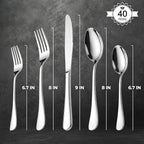 LIANYU Silverware Flatware Set for 8, 40 Piece Stainless Steel Flatware Utensils Set, Mirror Polished Cutlery Set Include Spoons Forks and Knives, Metal Tableware Set for Home Kitchen, Dishwasher Safe