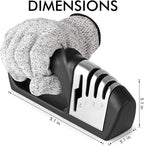 HOTEC 4in1 Knife Sharpener, 3 Stage Manual Sharpener for Sharpening Kitchen Knives 1 Stage for Scissors- Ceramic Stone, Tungsten Carbide Plates, Diamond rods