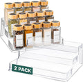 Oizeir Clear Spice Rack (2-Pack) – 3-Tier Acrylic Organizer for Cabinet – Deep Spice Shelf – 10.4 x 9.6 x 4 Inches – Holds Seasoning and Condiments